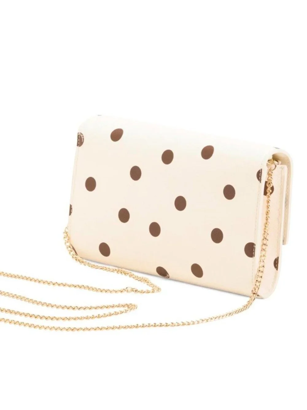 NWT ⭐ Ted Baker PARISA Crossbody Wallet on a Chain Bag Ivory / Brown Polka Dots